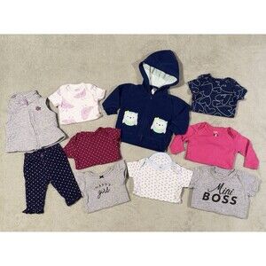 Carters 3 Months Baby Girl Bundle Set Of 10 Hoodie Pants Shirts Outfits EUC Warm